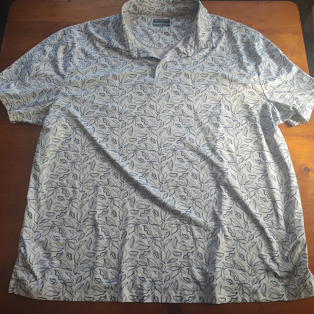 Ben Hogan Blue Leaf Pattern Polo Shirt
